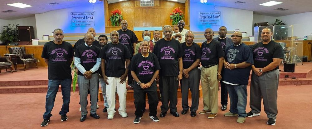 The Mighty Men of Lakeview in their I Am My Brother's Keeper shirts